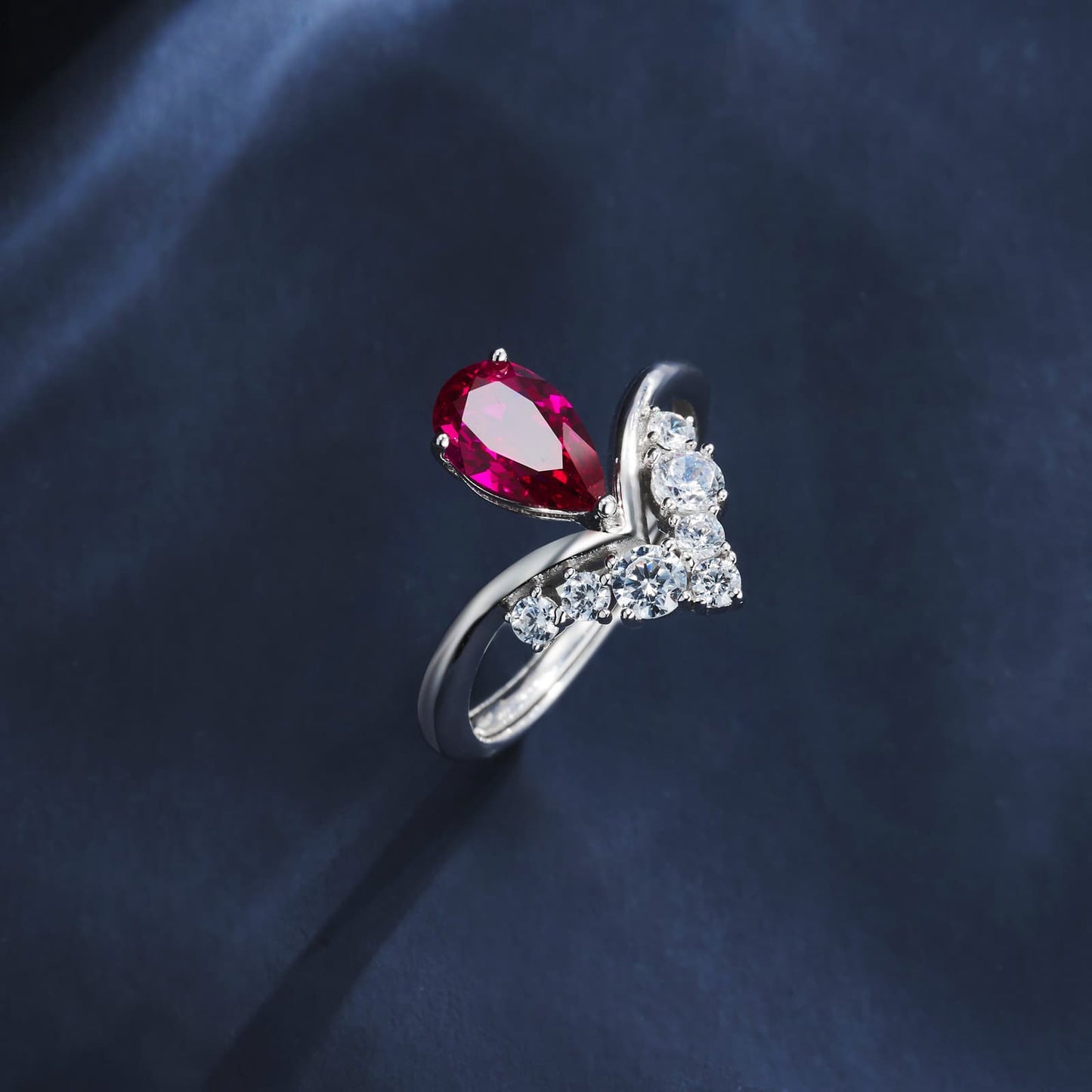 1.08ct Geometry Lab Ruby Ring | Rhodium-Plated S925 Silver, Custom Available