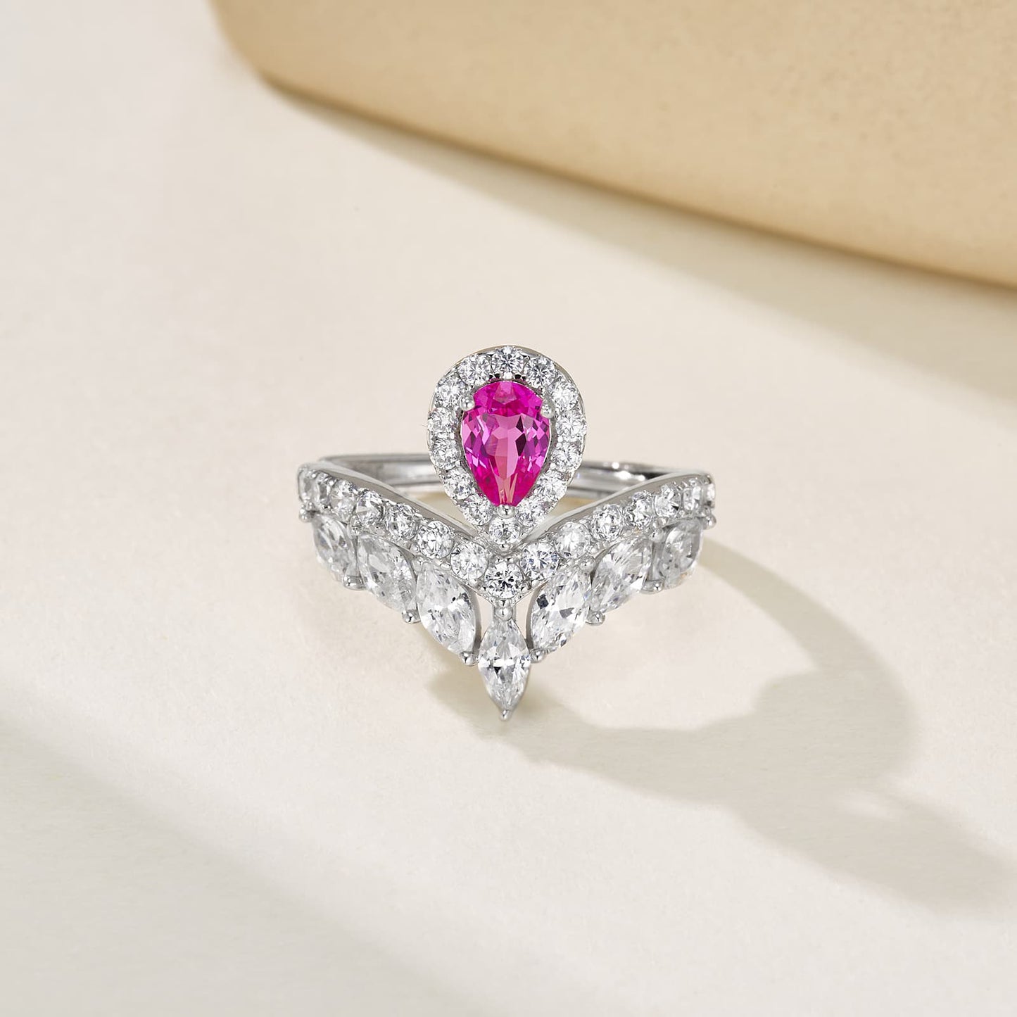 0.55ct Geometry Lab Ruby Ring | Rhodium-Plated S925 Silver, Custom Available