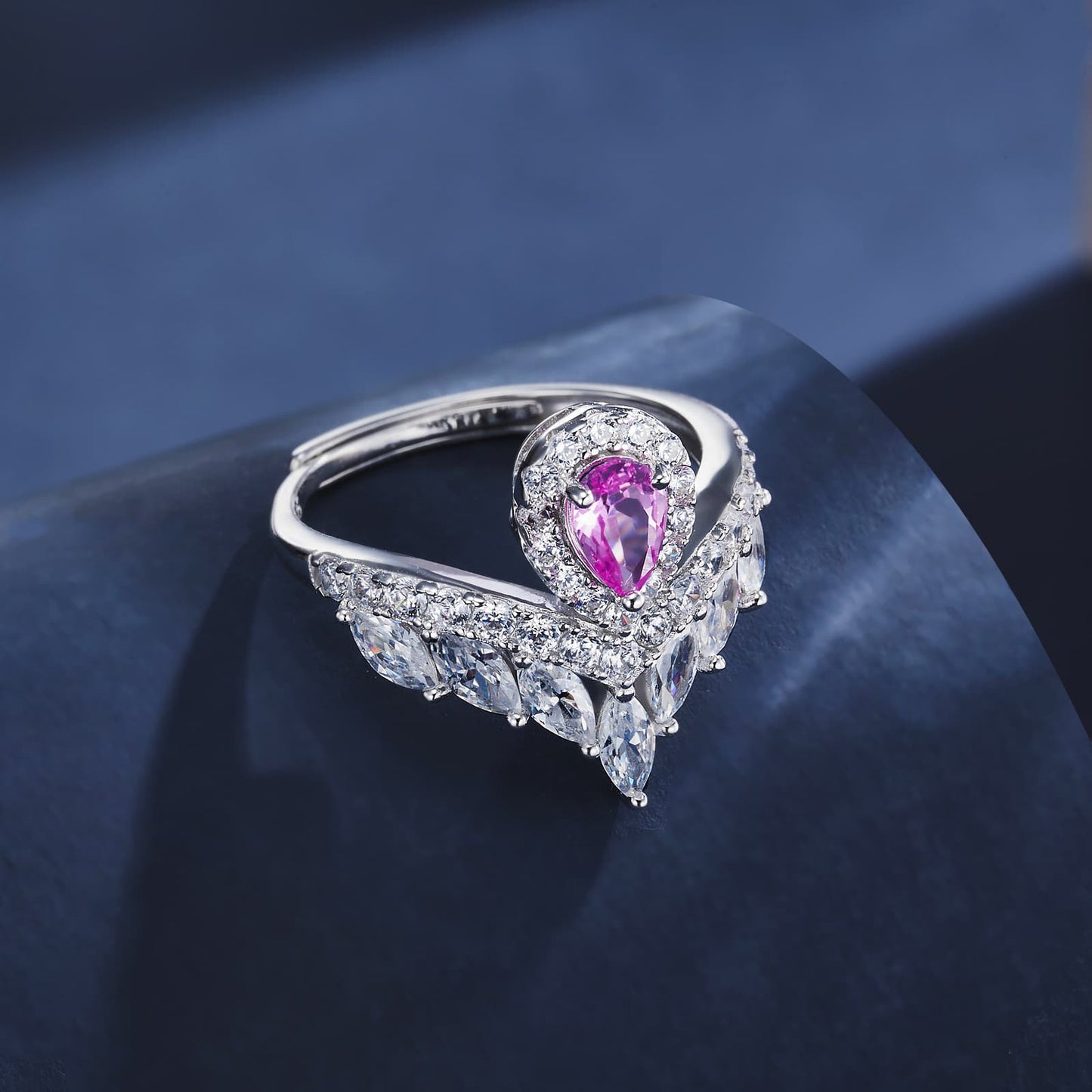 0.55ct Geometry Lab Ruby Ring | Rhodium-Plated S925 Silver, Custom Available