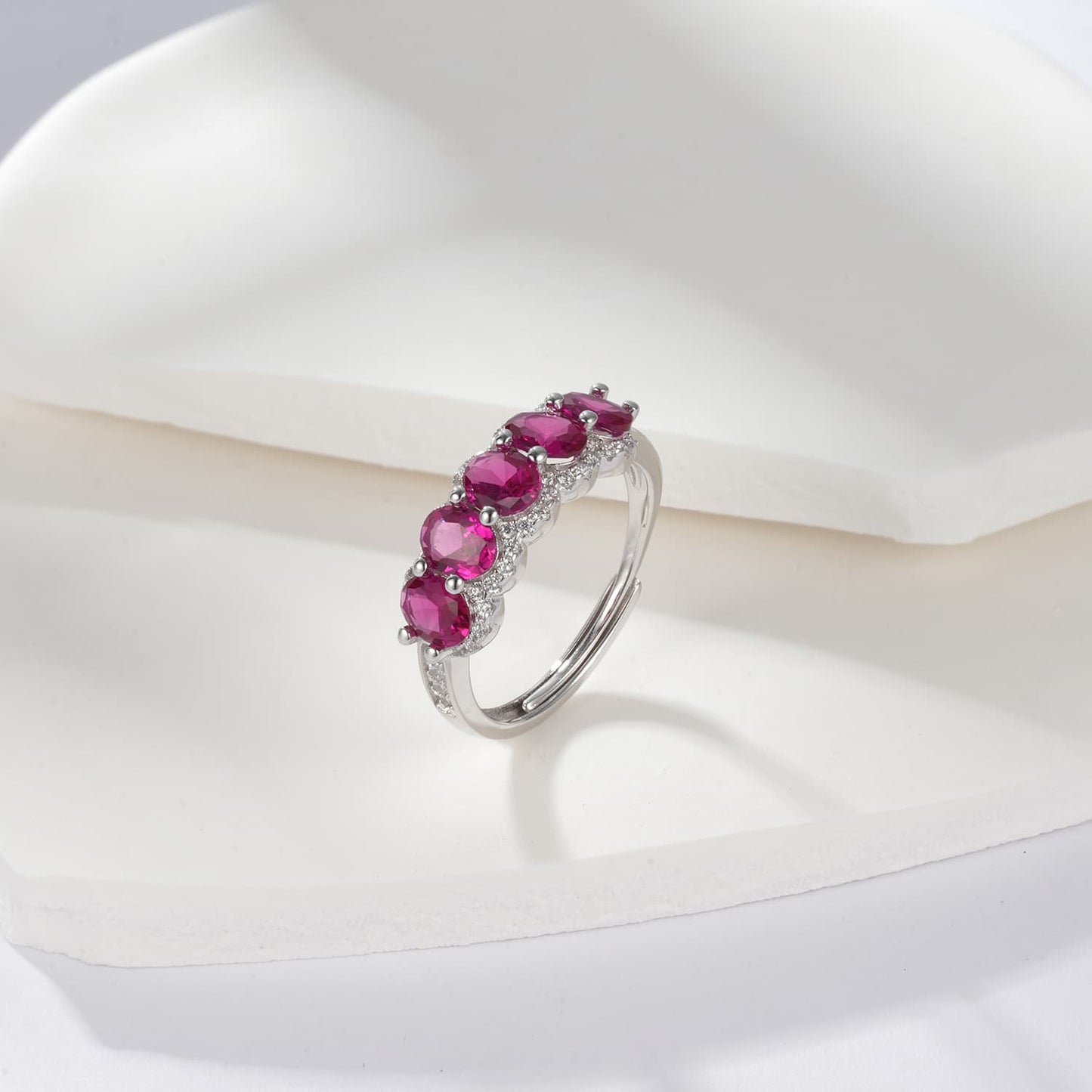 Geometry Lab Ruby Ring | Rhodium-Plated S925 Silver, Custom Available