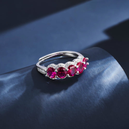 Geometry Lab Ruby Ring | Rhodium-Plated S925 Silver, Custom Available