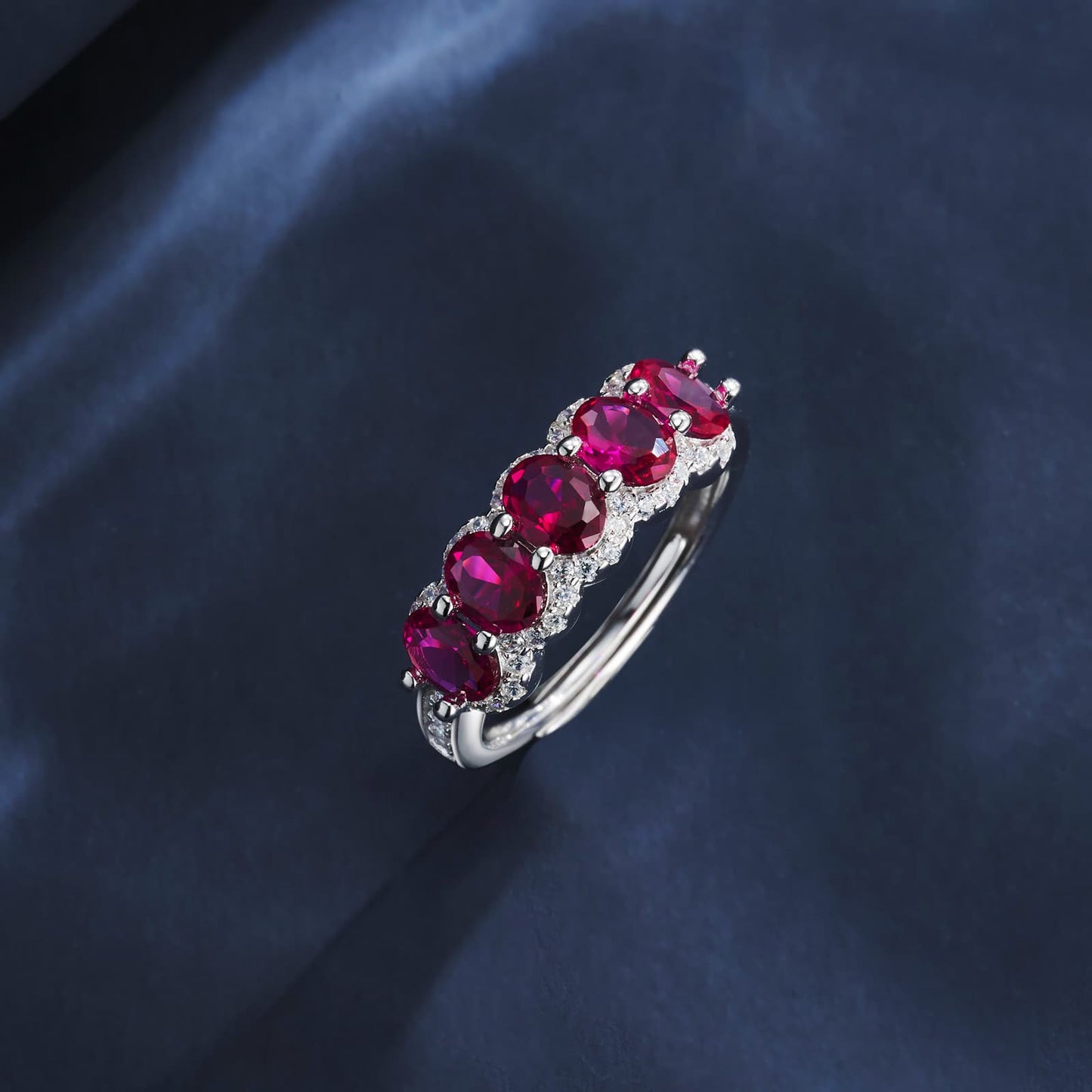 Geometry Lab Ruby Ring | Rhodium-Plated S925 Silver, Custom Available