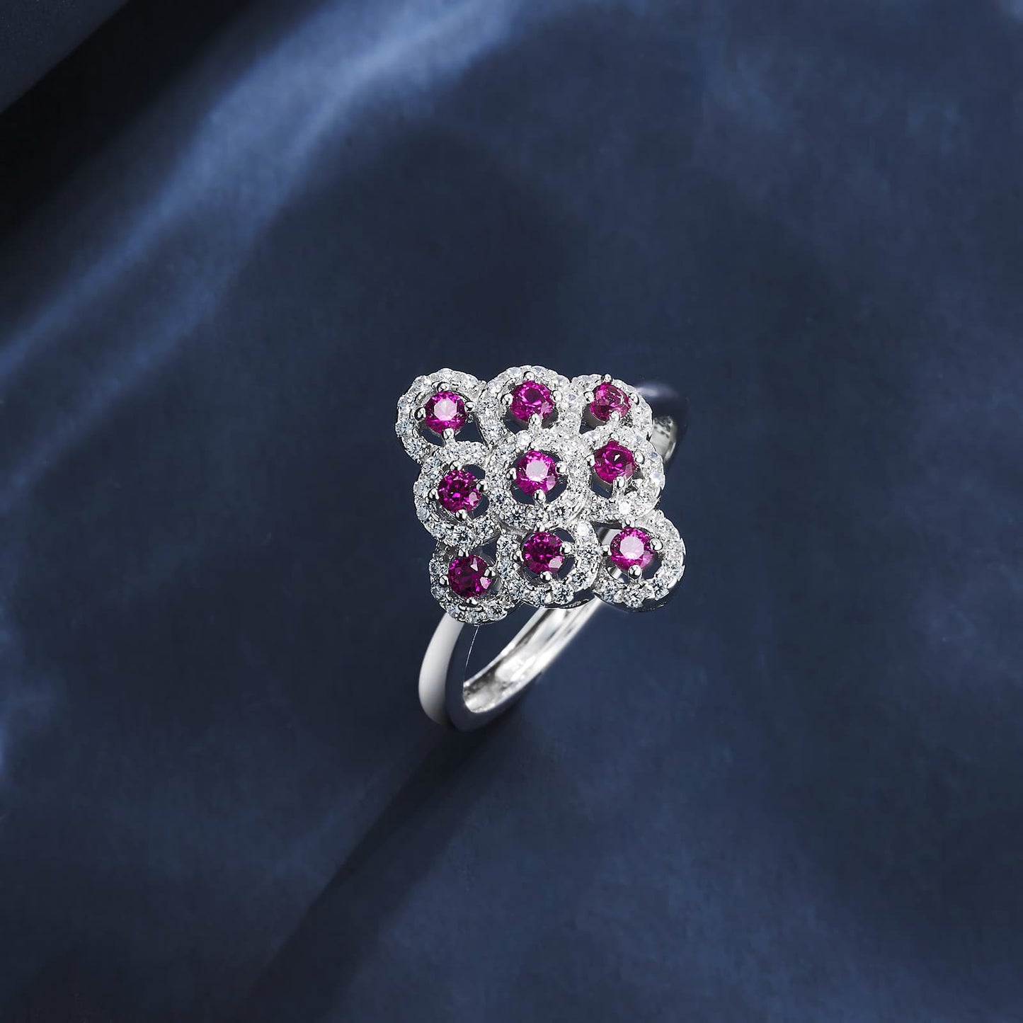 Geometry Lab Ruby Ring | Rhodium-Plated S925 Silver, Custom Available