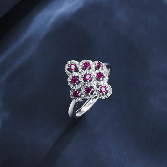 Geometry Lab Ruby Ring | Rhodium-Plated S925 Silver, Custom Available