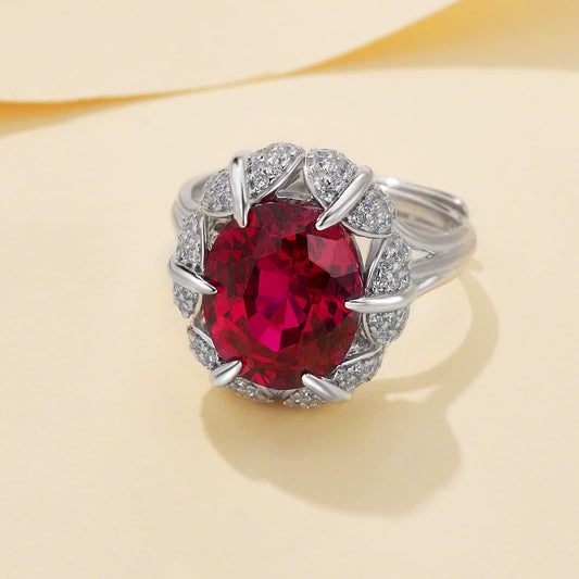 Geometry Lab Ruby Ring | Rhodium-Plated S925 Silver, Custom Available
