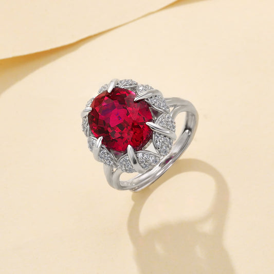 Geometry Lab Ruby Ring | Rhodium-Plated S925 Silver, Custom Available