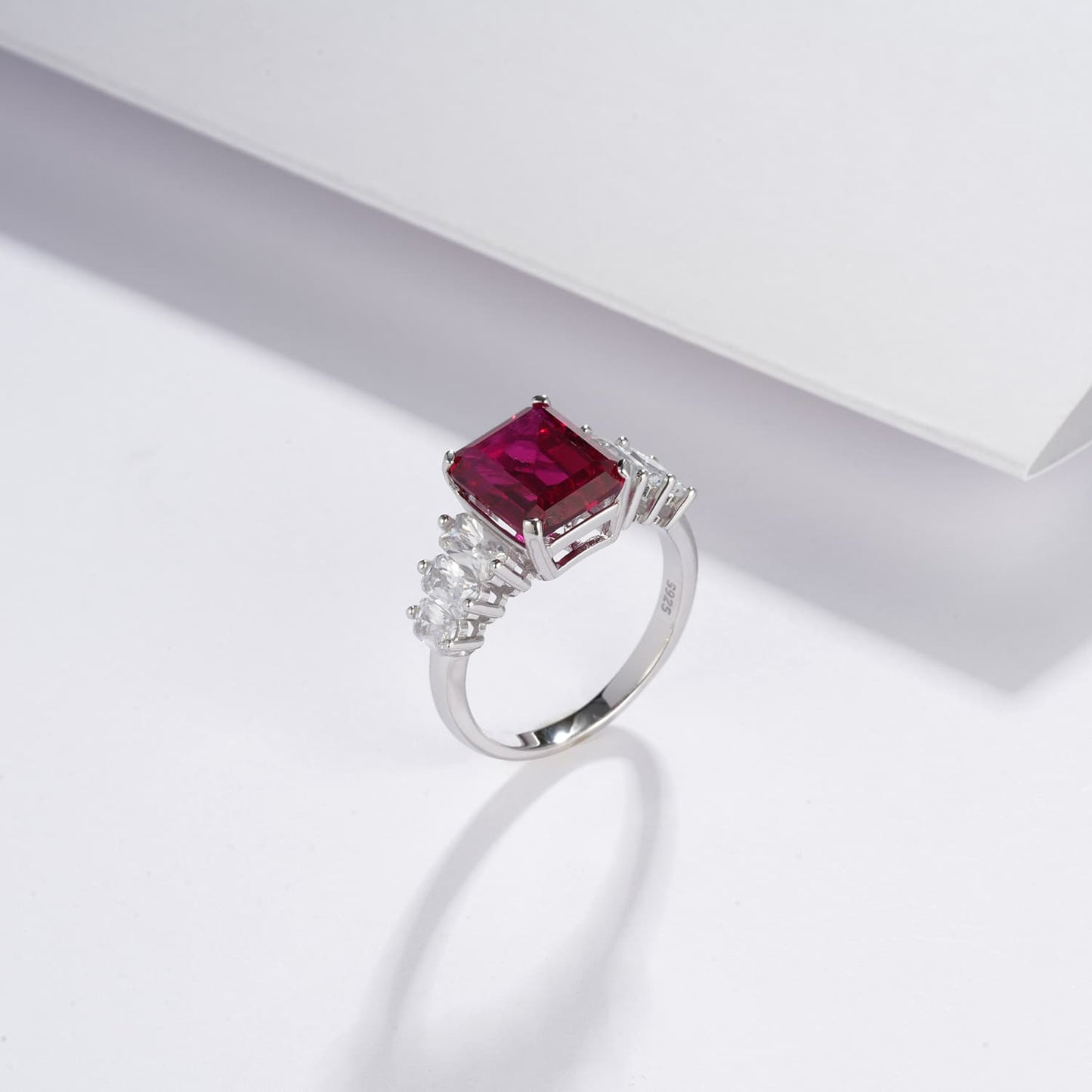 SQ Lab Ruby Ring | Rhodium-Plated S925 Silver, Custom Available
