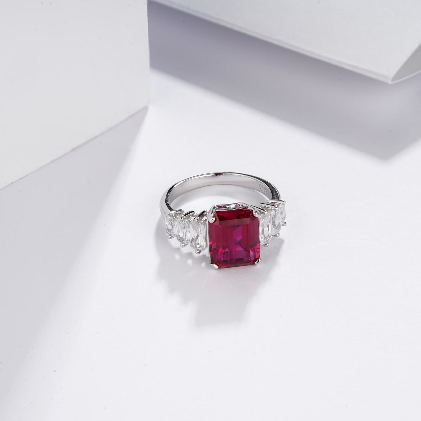 SQ Lab Ruby Ring | Rhodium-Plated S925 Silver, Custom Available