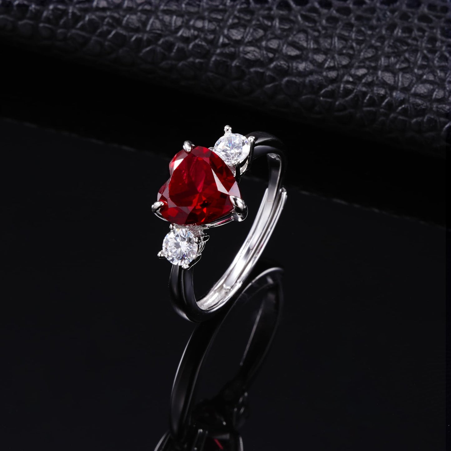 2.56ct Heart Lab Ruby Ring | Rhodium-Plated S925 Silver, Custom Available