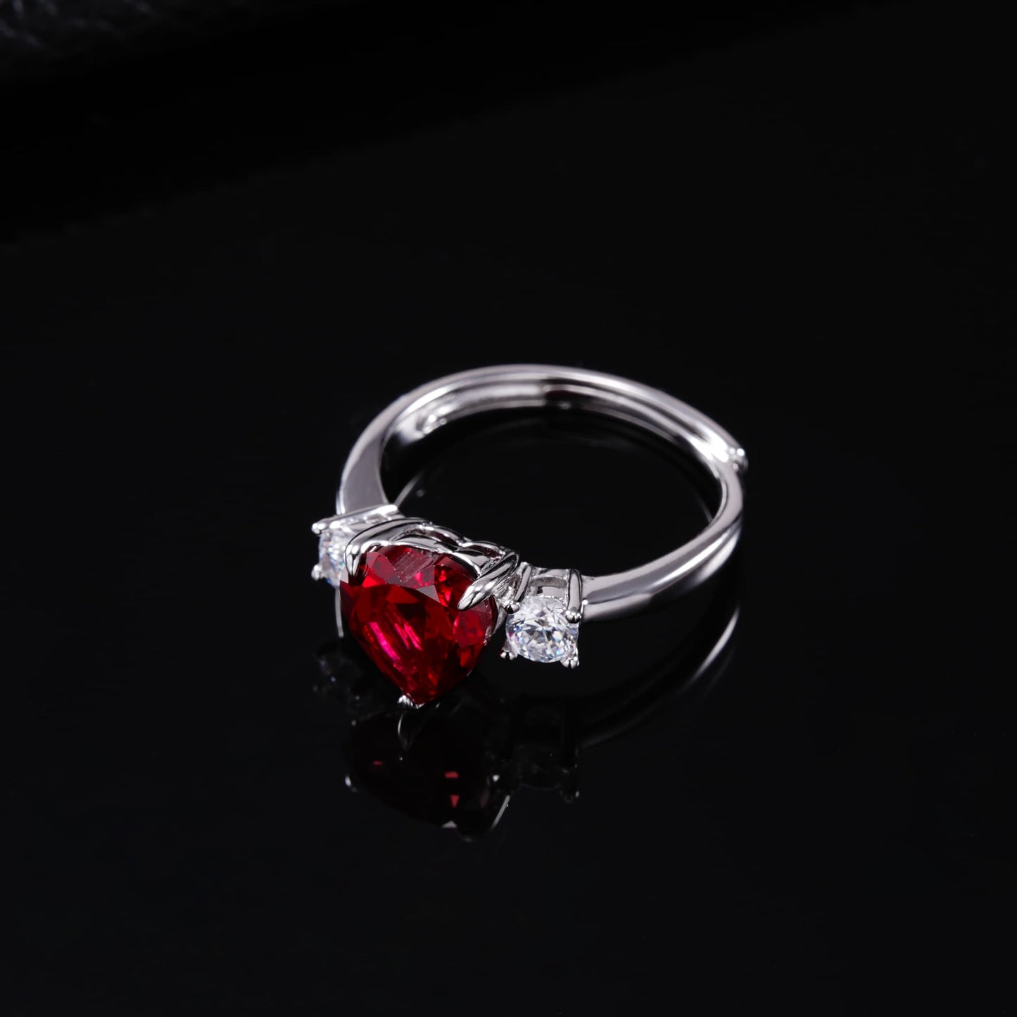 2.56ct Heart Lab Ruby Ring | Rhodium-Plated S925 Silver, Custom Available