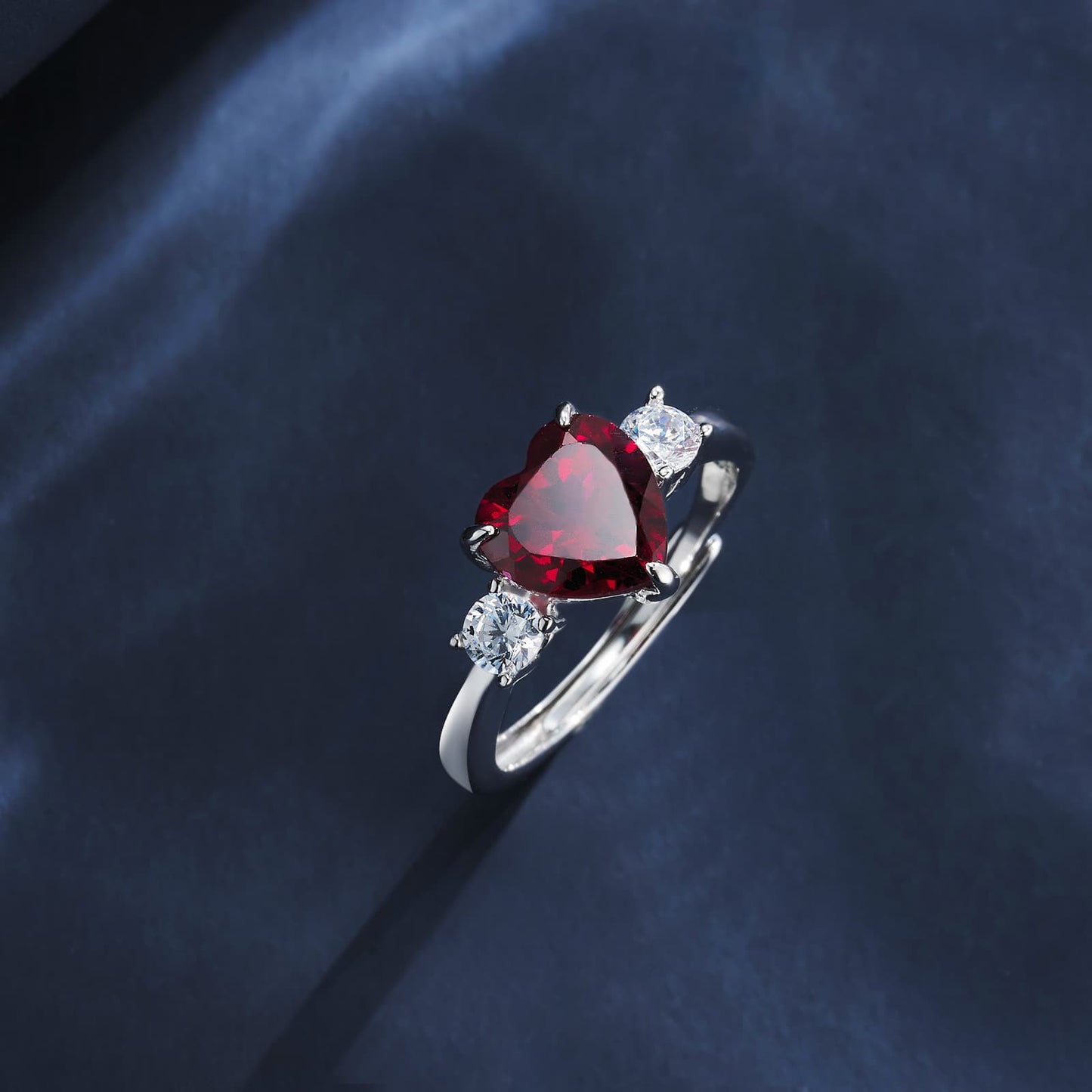 2.56ct Heart Lab Ruby Ring | Rhodium-Plated S925 Silver, Custom Available