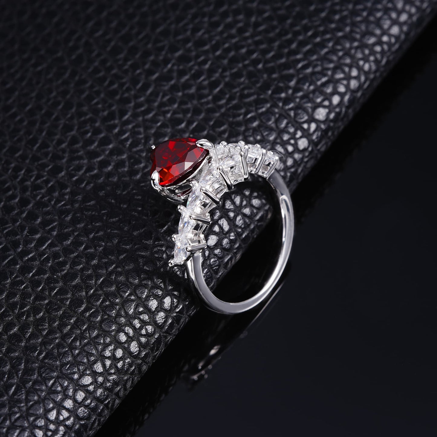 2.76ct Heart Lab Ruby Ring | Rhodium-Plated S925 Silver, Custom Available