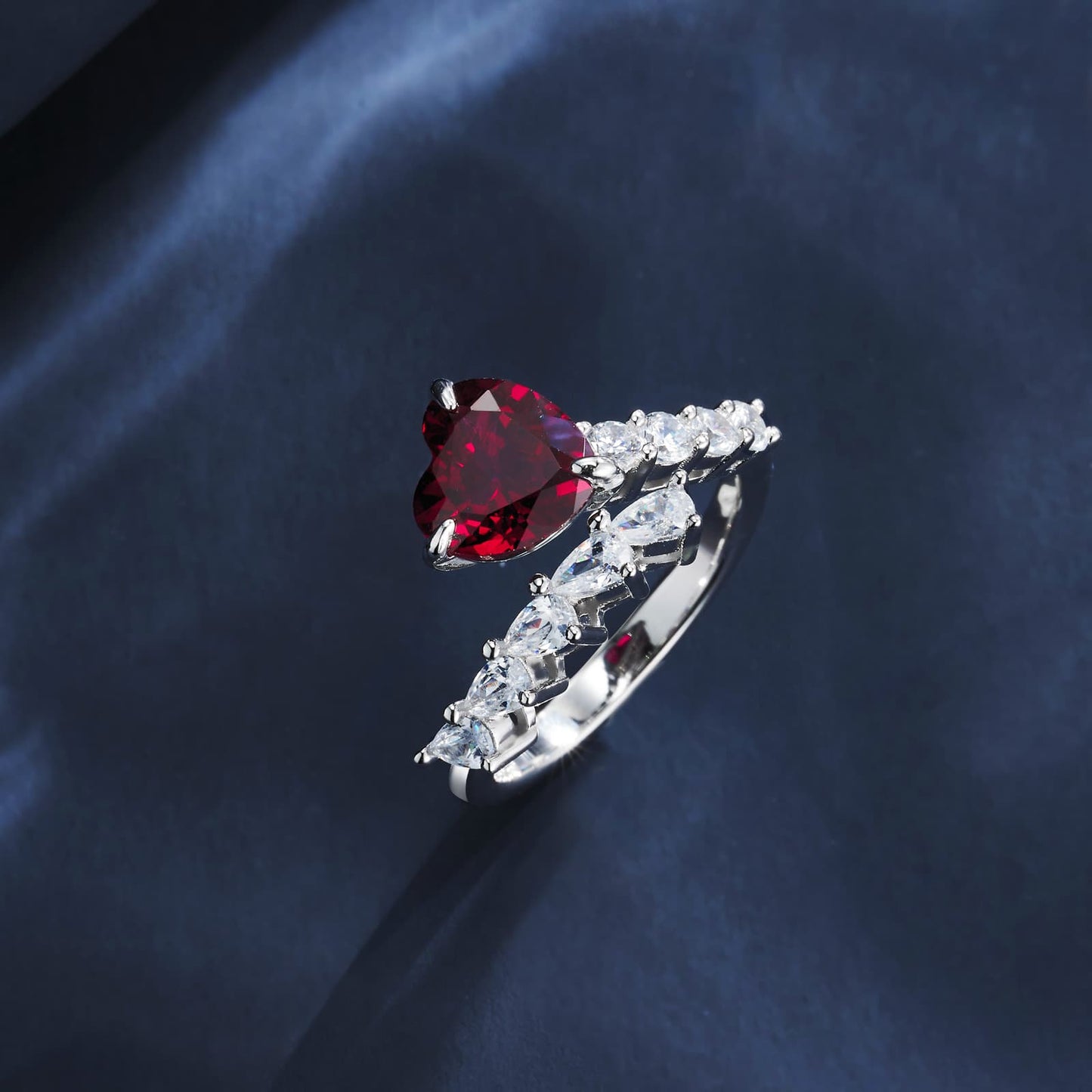 2.76ct Heart Lab Ruby Ring | Rhodium-Plated S925 Silver, Custom Available