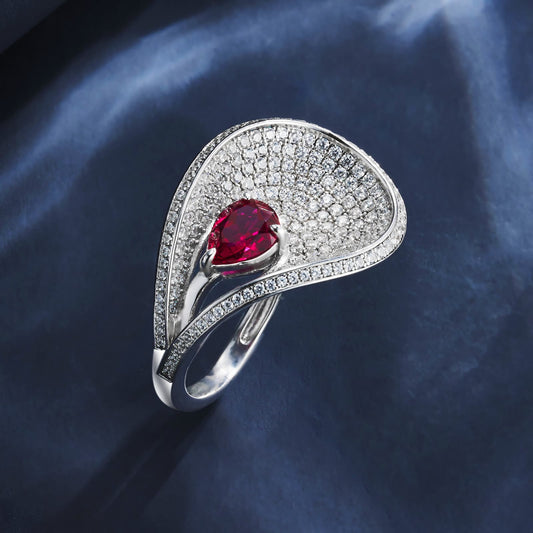 1.41ct Geometry Lab Ruby Ring | Rhodium-Plated S925 Silver, Custom Available