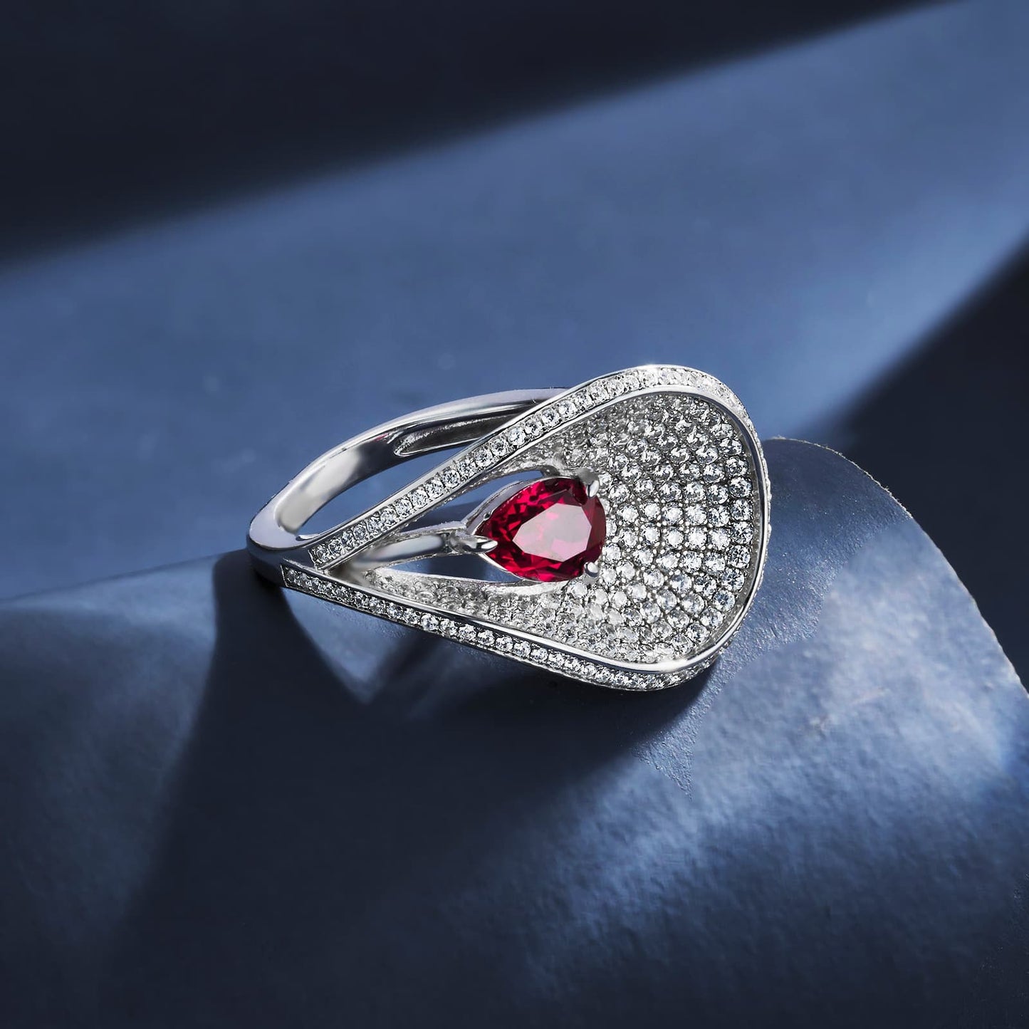 1.41ct Geometry Lab Ruby Ring | Rhodium-Plated S925 Silver, Custom Available