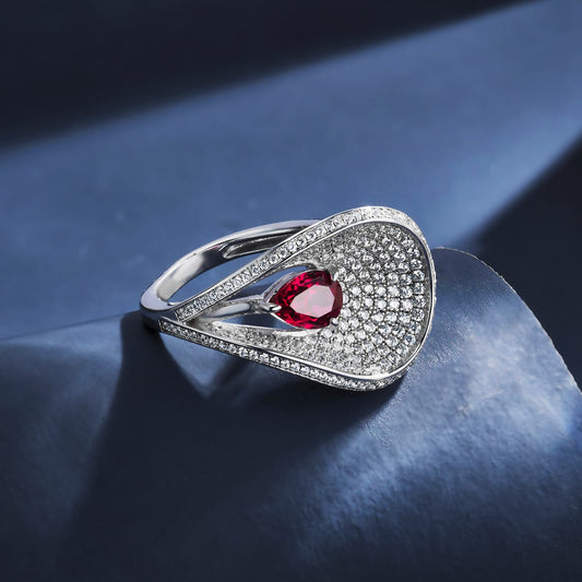 1.41ct Geometry Lab Ruby Ring | Rhodium-Plated S925 Silver, Custom Available