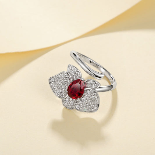 1.41ct Geometry Lab Ruby Ring | Rhodium-Plated S925 Silver, Custom Available