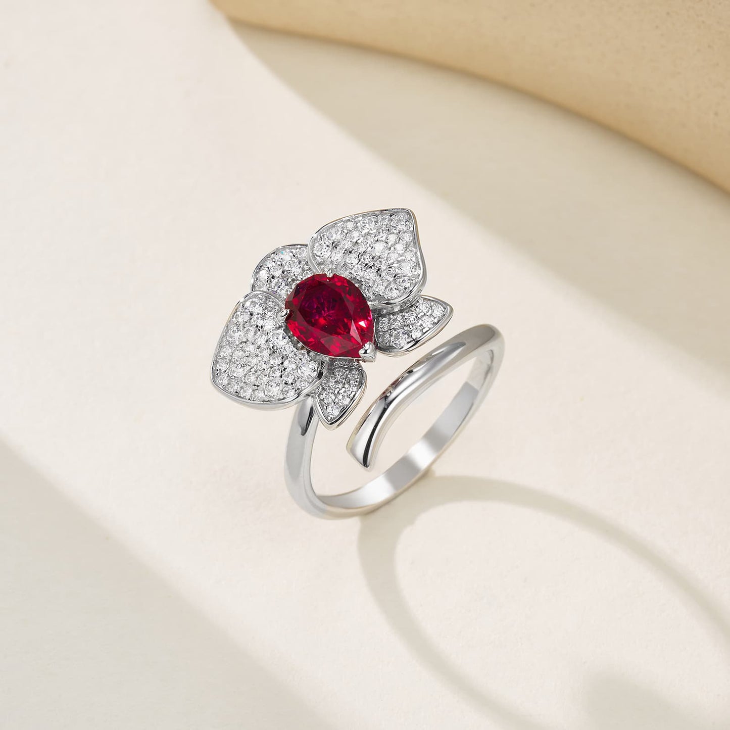 1.41ct Geometry Lab Ruby Ring | Rhodium-Plated S925 Silver, Custom Available