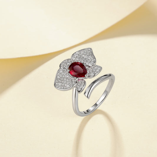 1.41ct Geometry Lab Ruby Ring | Rhodium-Plated S925 Silver, Custom Available
