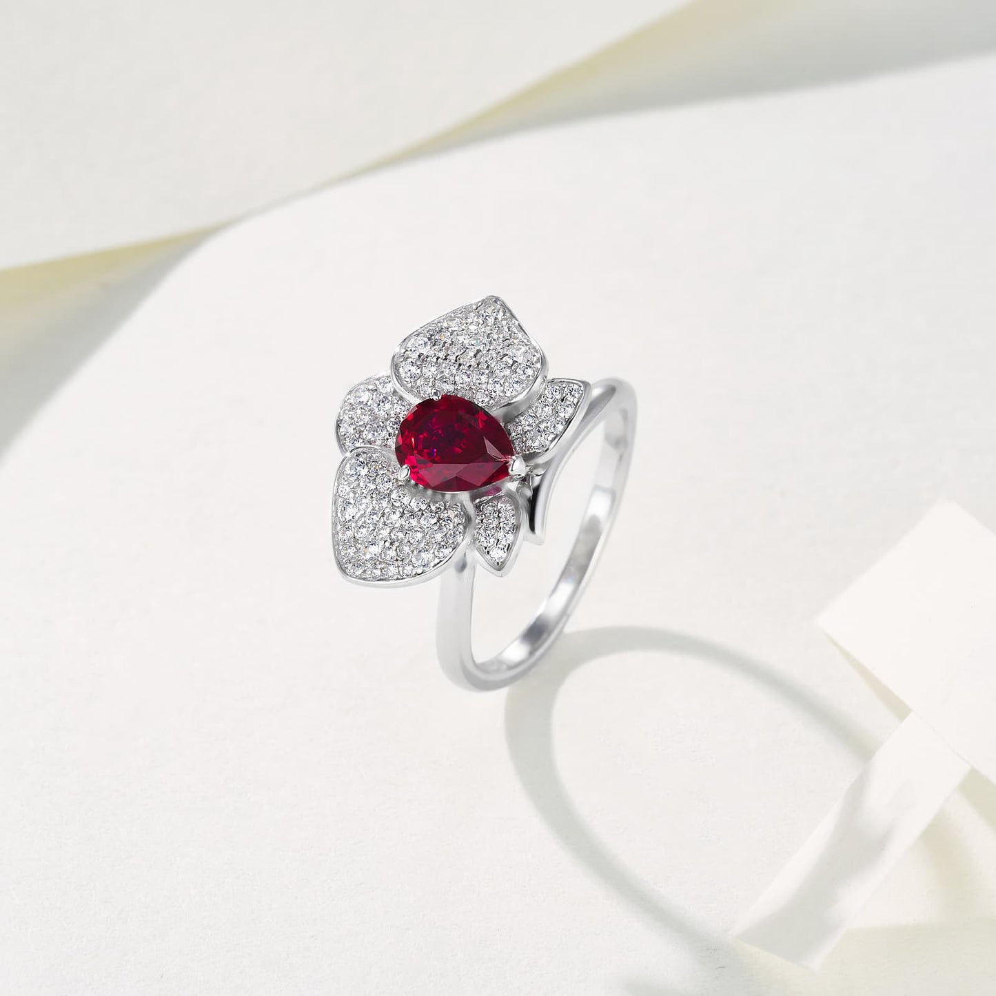 1.41ct Geometry Lab Ruby Ring | Rhodium-Plated S925 Silver, Custom Available