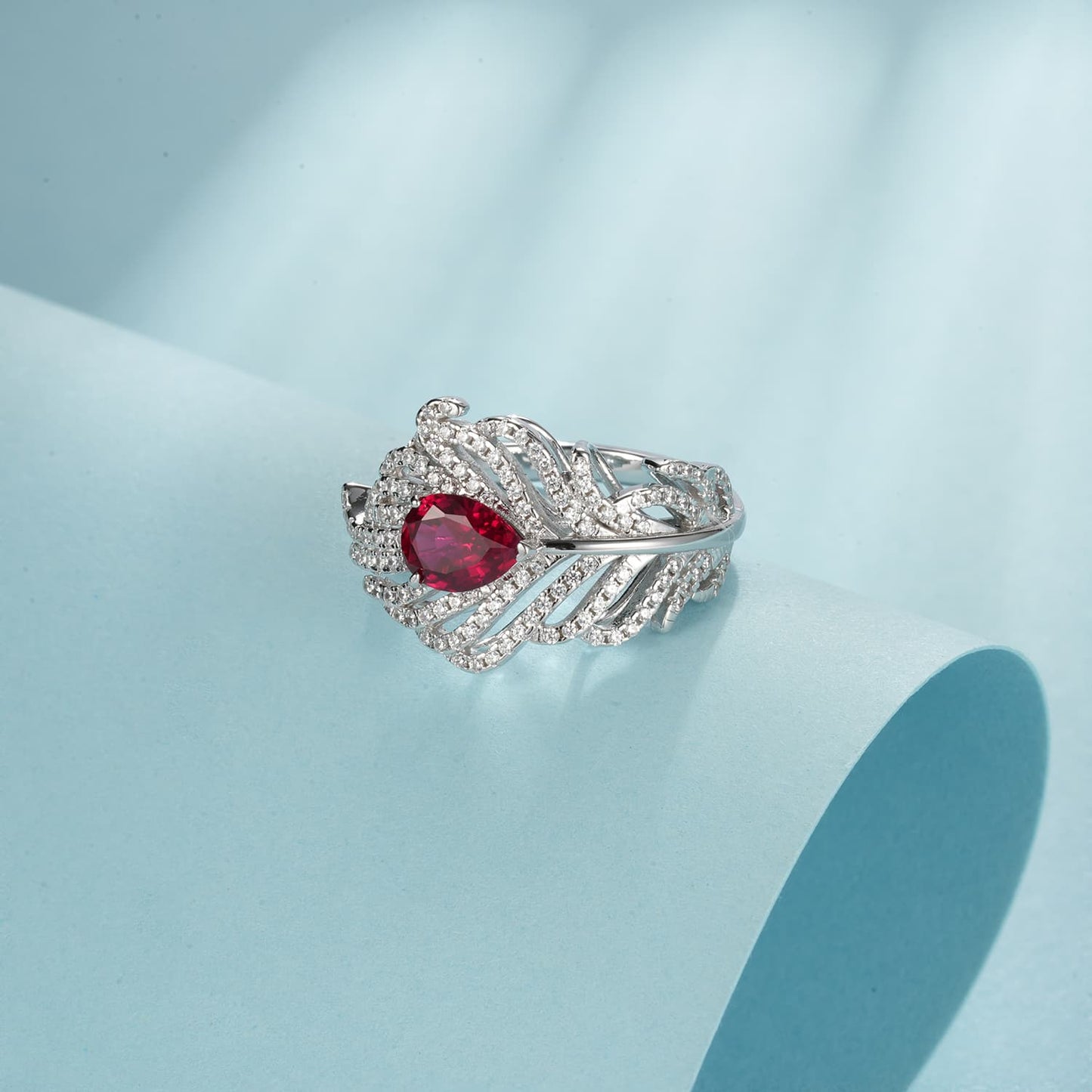2ct Geometry Lab Ruby Ring | Rhodium-Plated S925 Silver, Custom Available