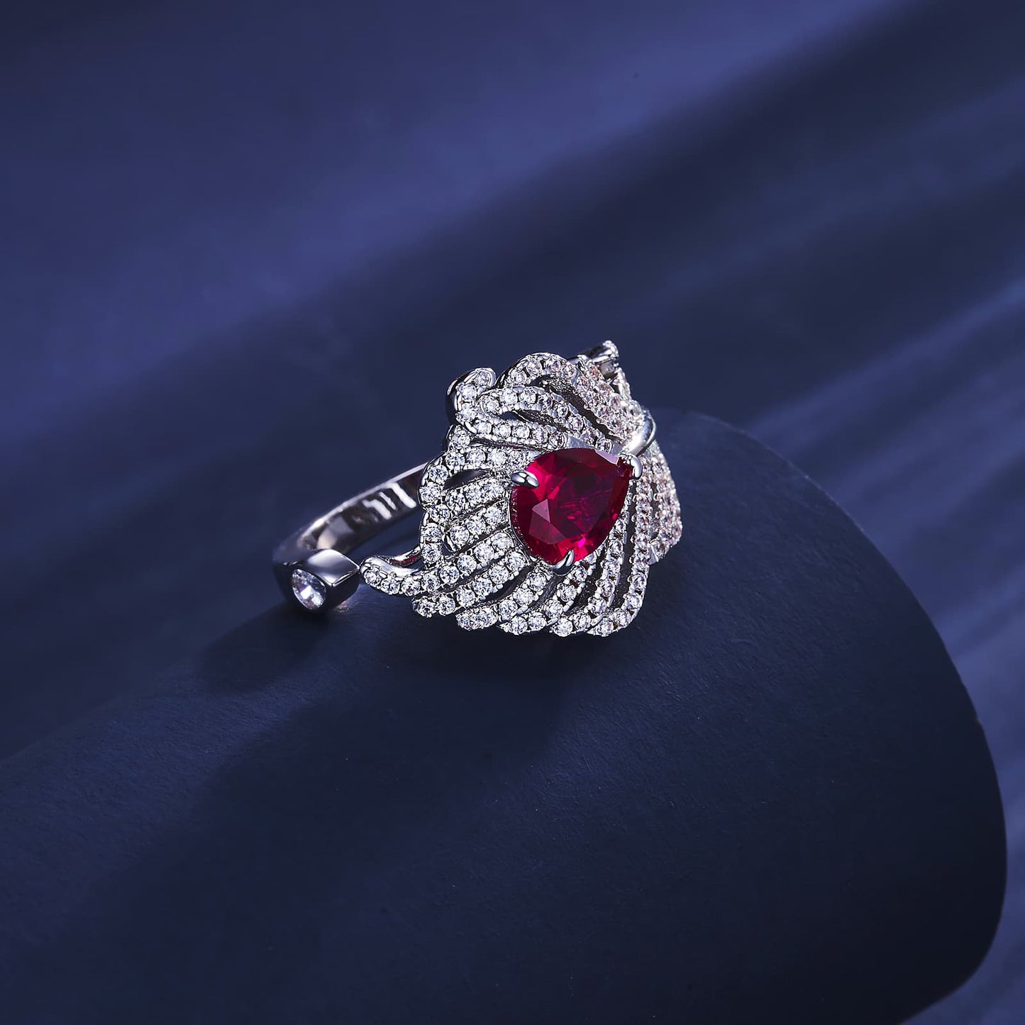 2ct Geometry Lab Ruby Ring | Rhodium-Plated S925 Silver, Custom Available