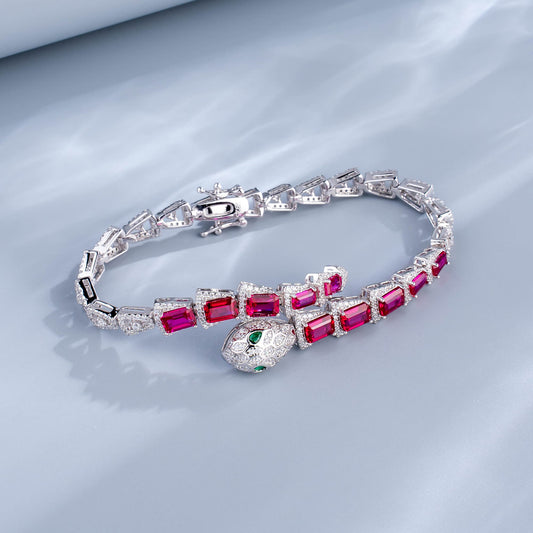 Rectangle Lab Ruby Jewelry Set | Rhodium-Plated S925 Silver, Custom Available