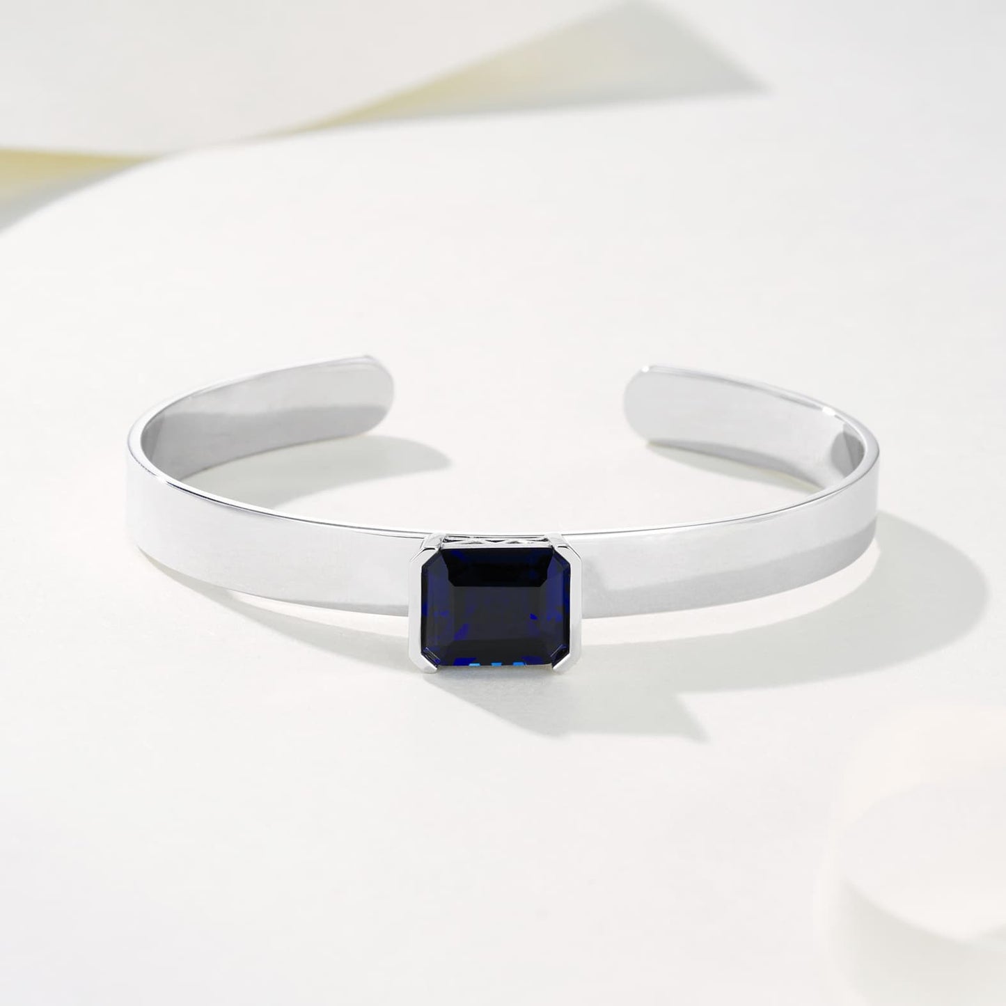 Square Lab Sapphire Bracelet | Rhodium-Plated S925 Silver, Custom Available
