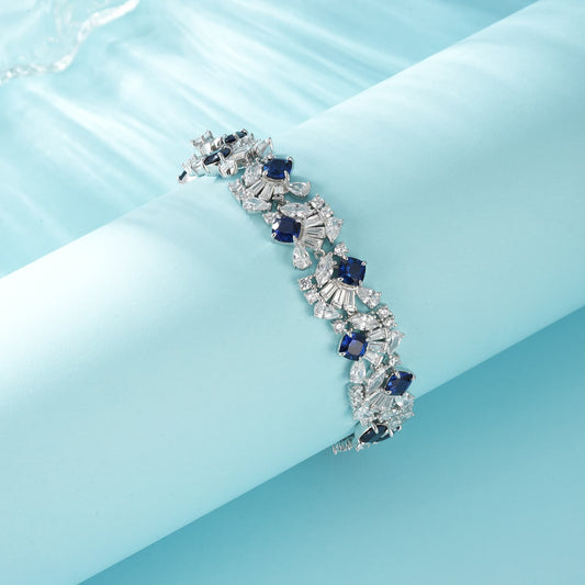 Geometry Lab Sapphire Bracelet | Rhodium-Plated S925 Silver, Custom Available
