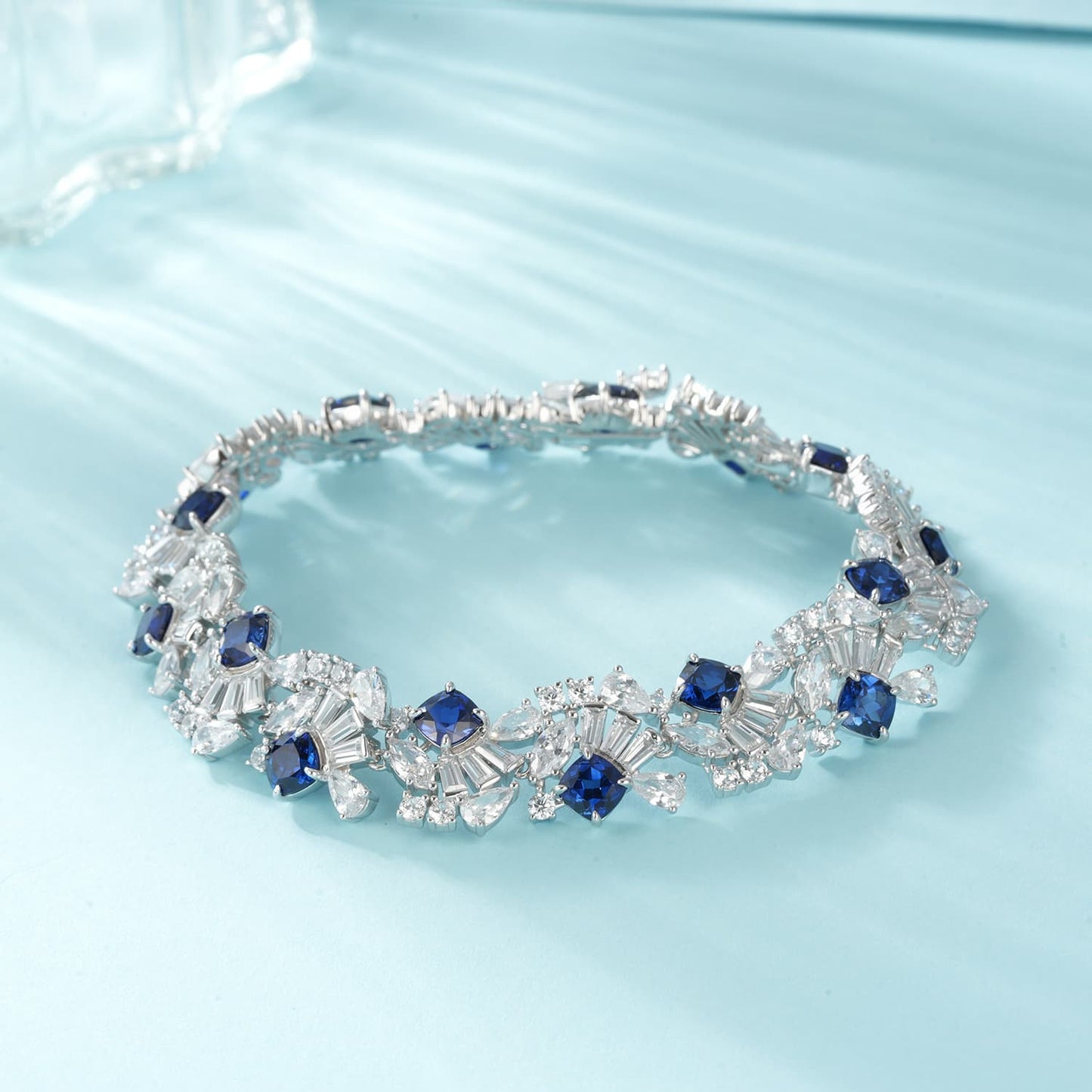 Geometry Lab Sapphire Bracelet | Rhodium-Plated S925 Silver, Custom Available