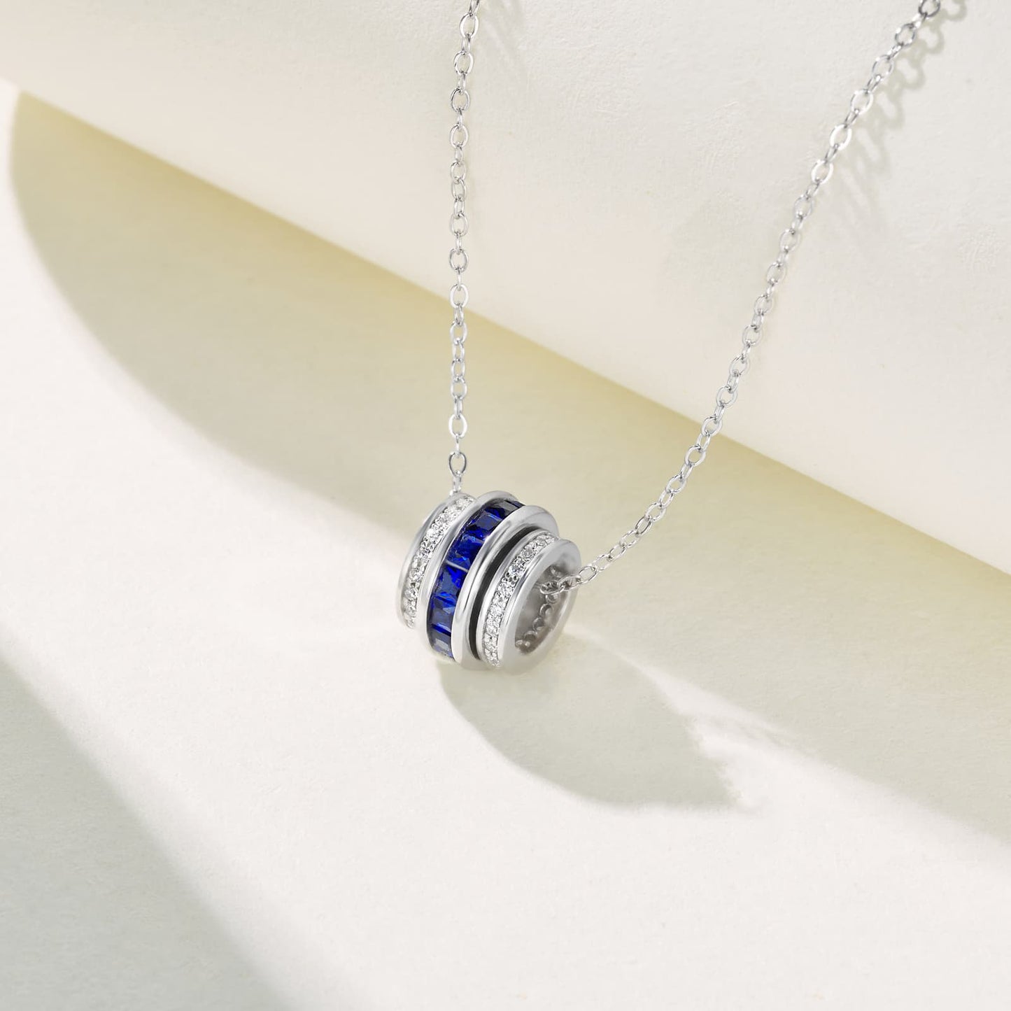 Geometry Lab Sapphire Necklace | Rhodium-Plated S925 Silver, Custom Available
