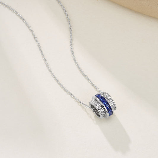 Geometry Lab Sapphire Necklace | Rhodium-Plated S925 Silver, Custom Available