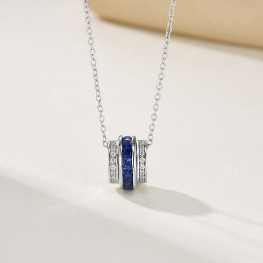 Geometry Lab Sapphire Necklace | Rhodium-Plated S925 Silver, Custom Available