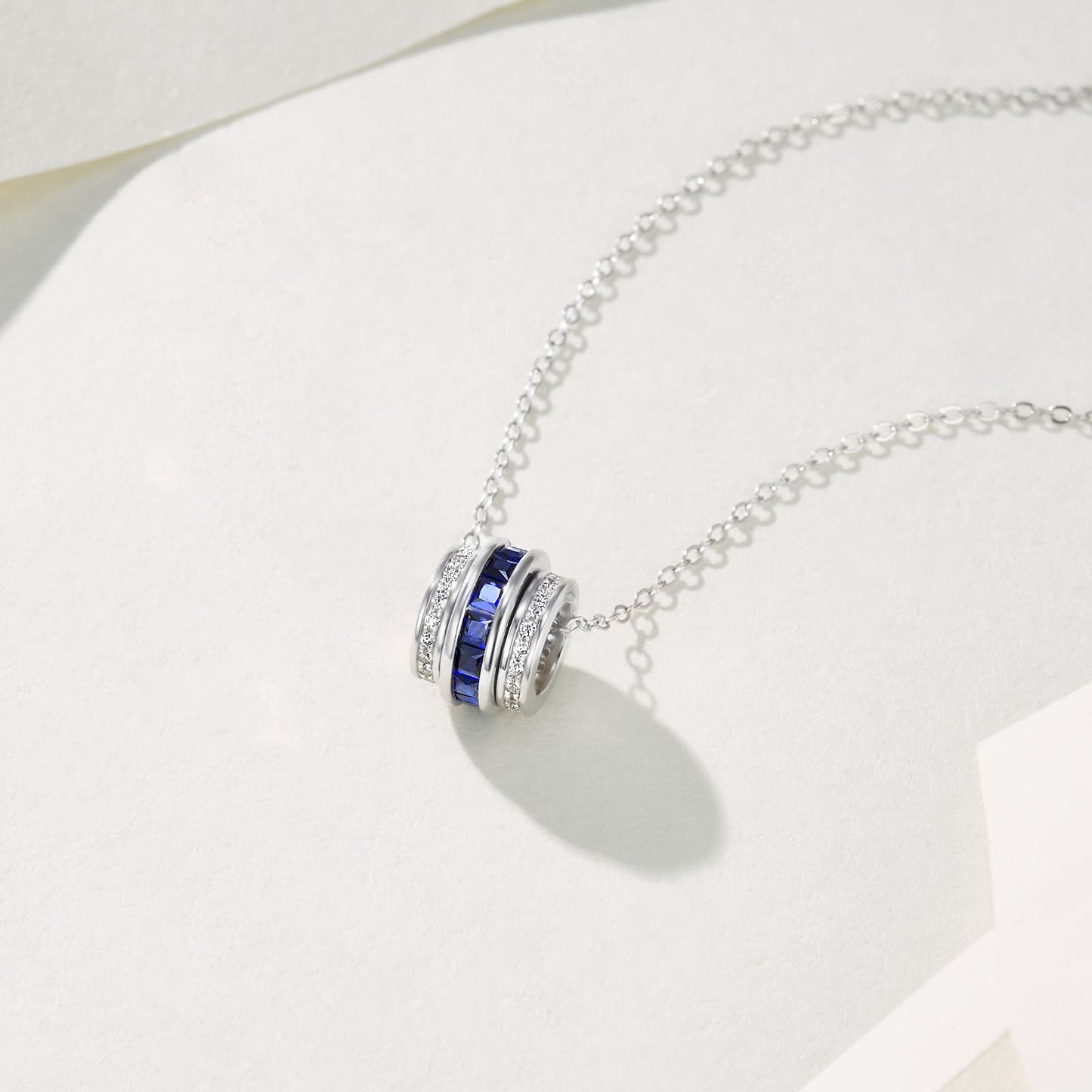 Geometry Lab Sapphire Necklace | Rhodium-Plated S925 Silver, Custom Available