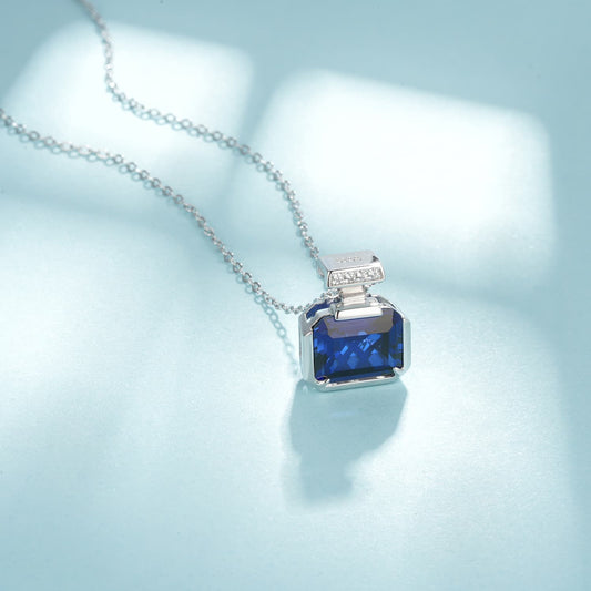 Geometry Lab Sapphire Necklace | Rhodium-Plated S925 Silver, Custom Available