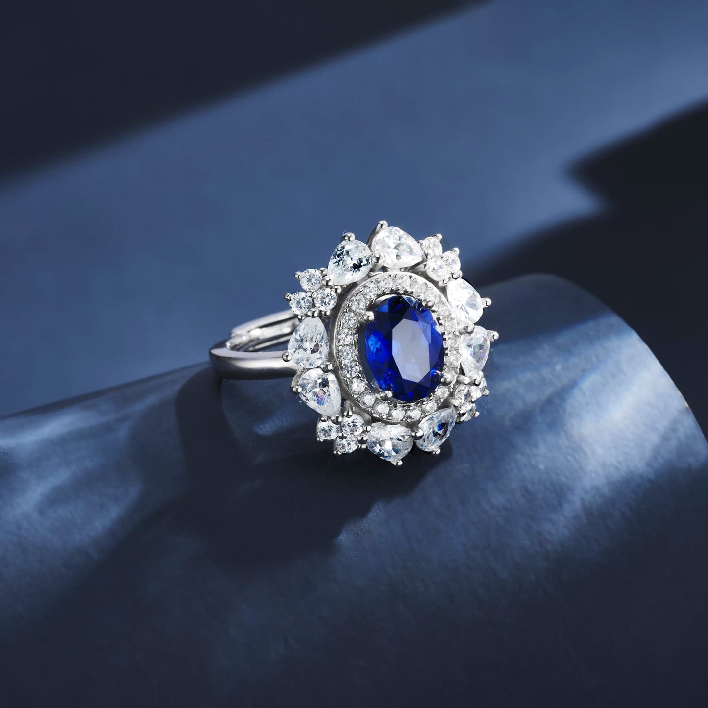 1.66ct Round Lab Sapphire Ring | Rhodium-Plated S925 Silver, Custom Available