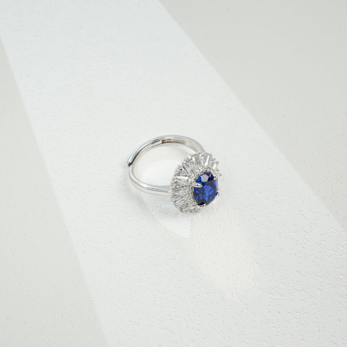 2ct Round Lab Sapphire Ring | Rhodium-Plated S925 Silver, Custom Available