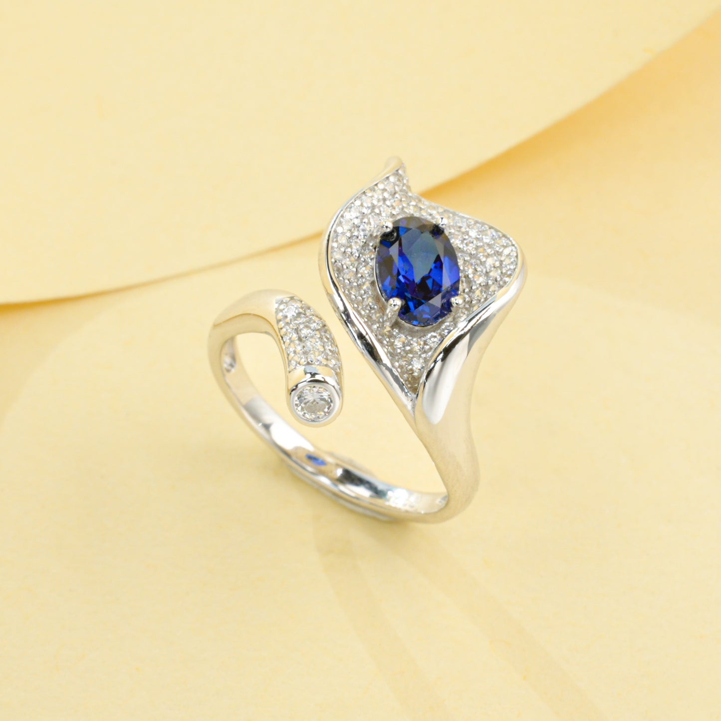 1.04ct Geometry Lab Sapphire Ring | Rhodium-Plated S925 Silver, Custom Available