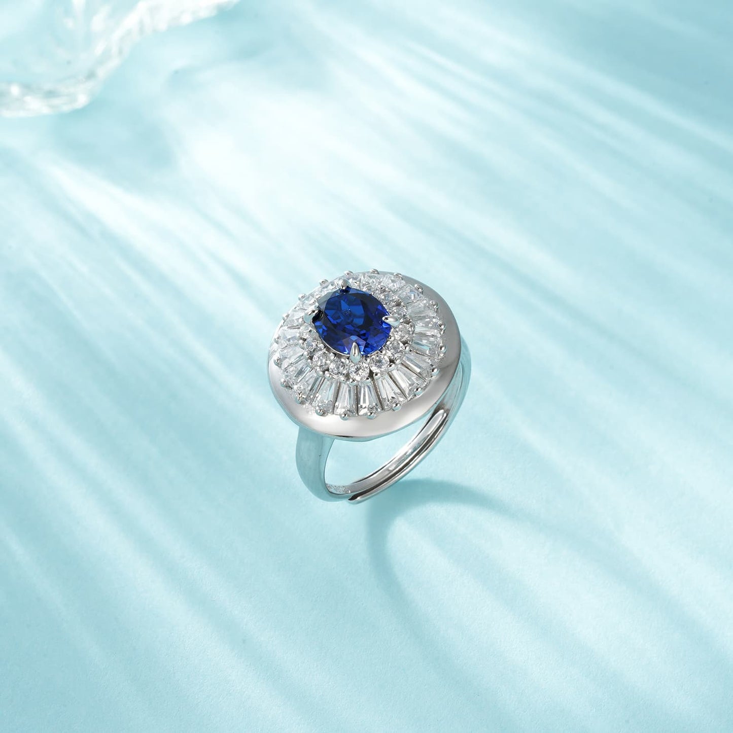 1.03ct Round Lab Sapphire Ring | Rhodium-Plated S925 Silver, Custom Available