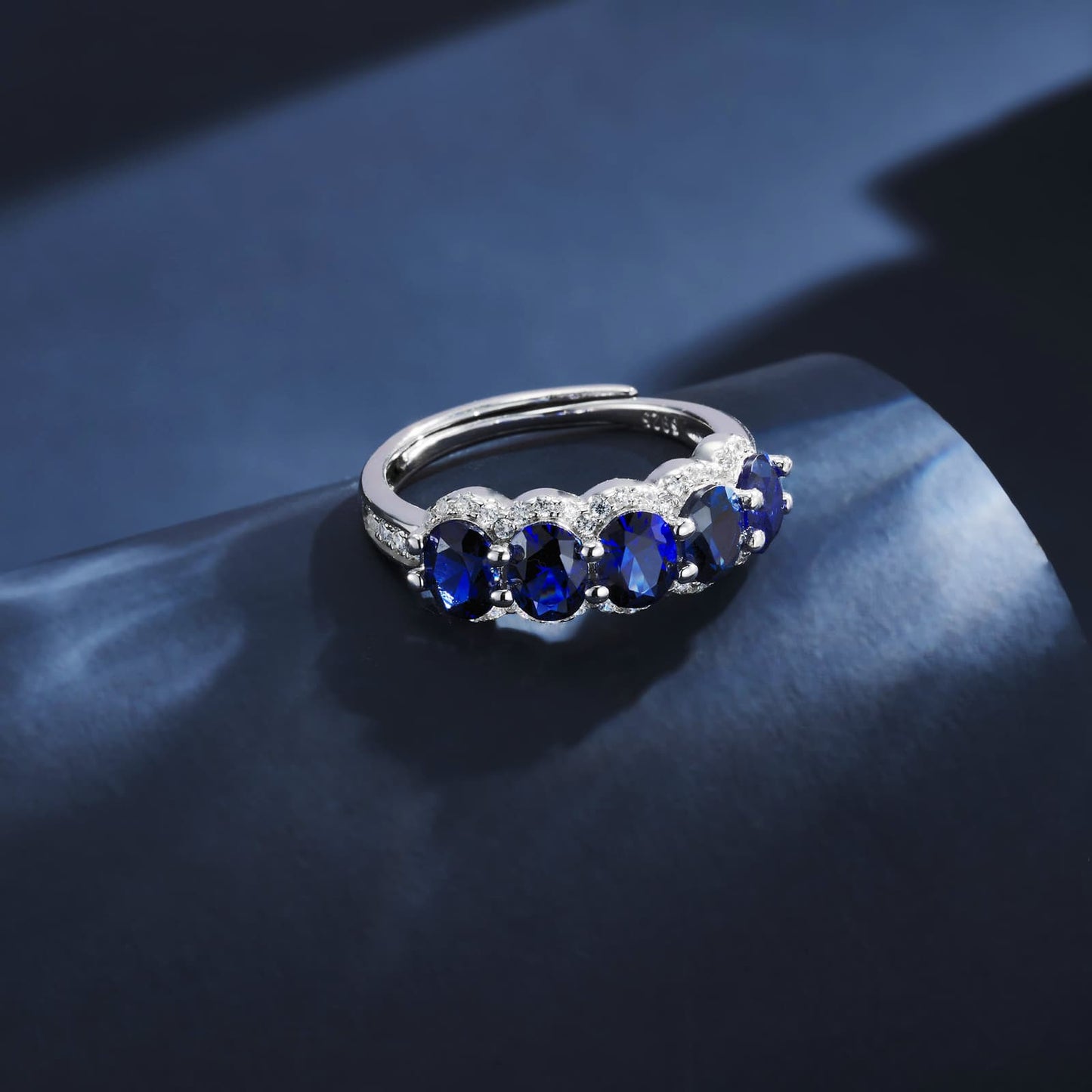 Geometry Lab Sapphire Ring | Rhodium-Plated S925 Silver, Custom Available