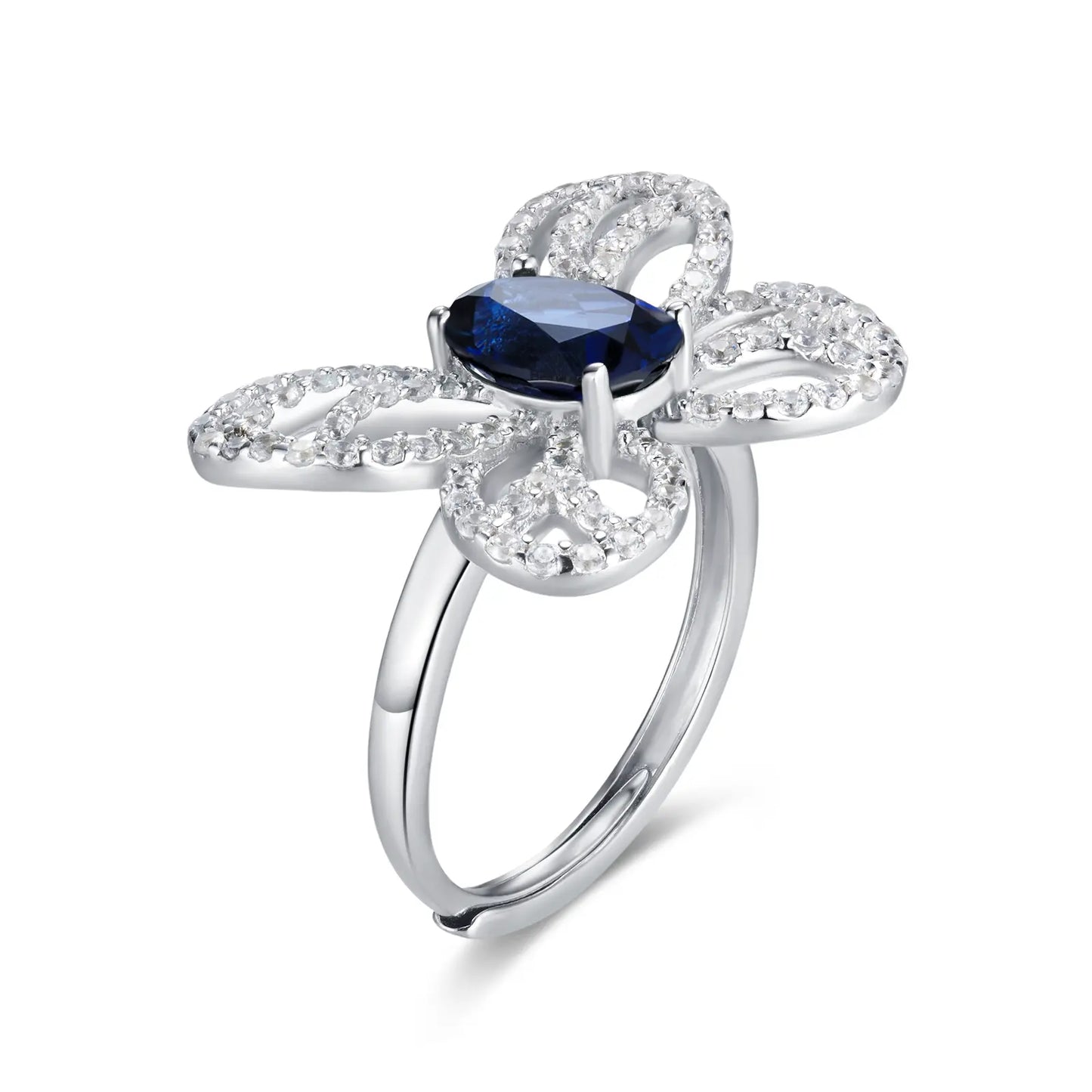 1.5ct Butterfly Lab Sapphire Ring | Rhodium-Plated S925 Silver, Custom Available