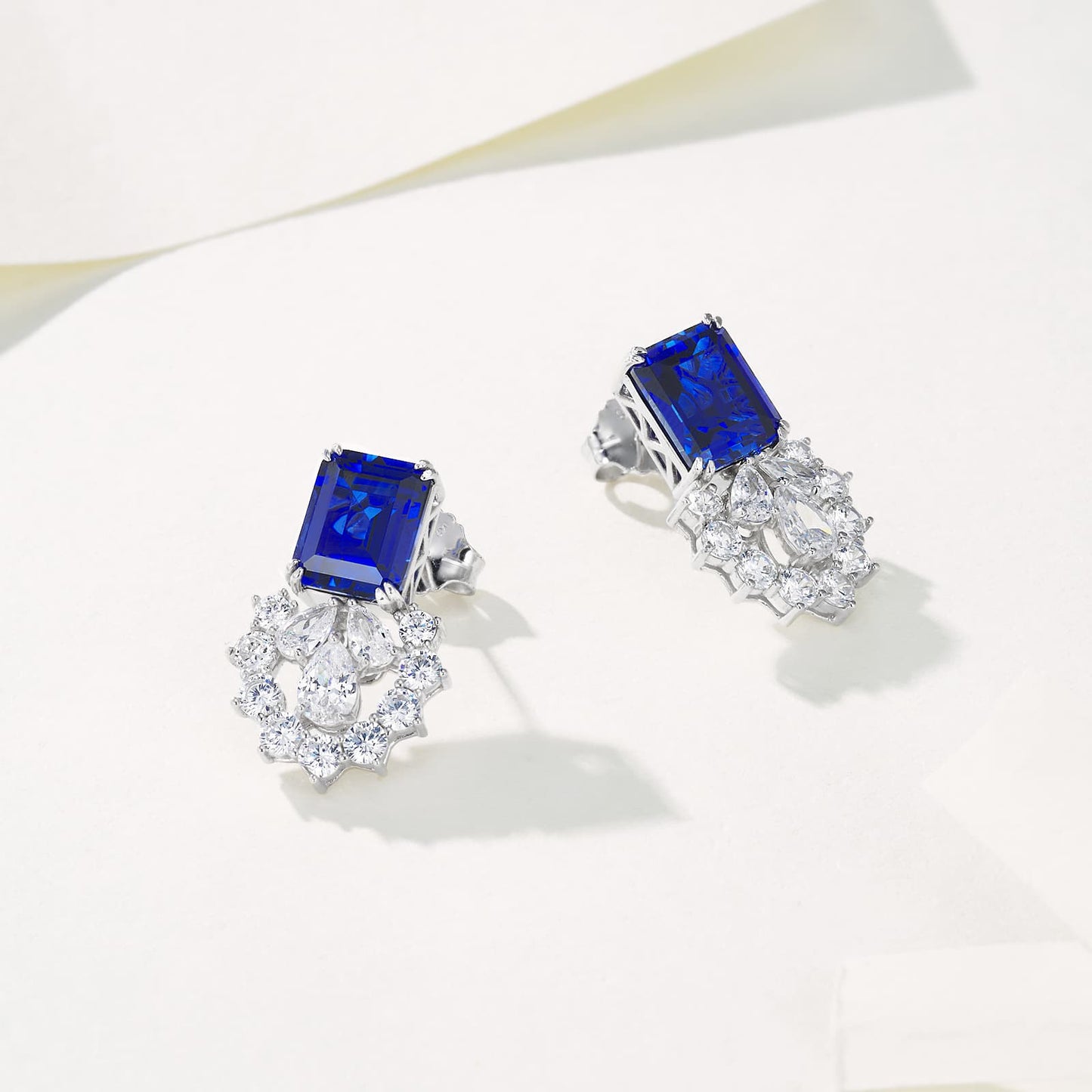 Octagon Lab Sapphire Jewelry Set | Rhodium-Plated S925 Silver, Custom Available
