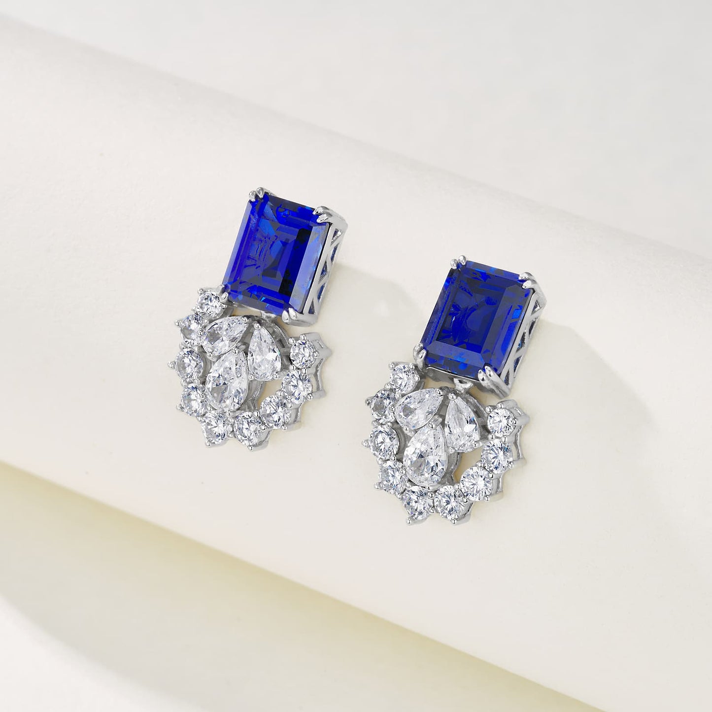 Octagon Lab Sapphire Jewelry Set | Rhodium-Plated S925 Silver, Custom Available