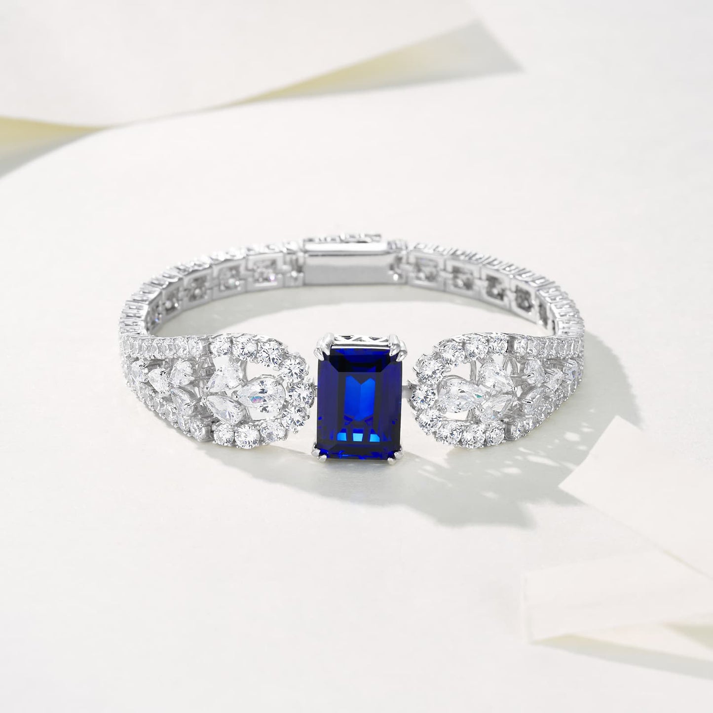Octagon Lab Sapphire Jewelry Set | Rhodium-Plated S925 Silver, Custom Available