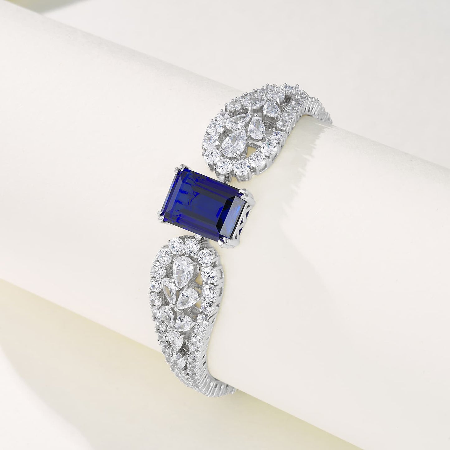 Octagon Lab Sapphire Jewelry Set | Rhodium-Plated S925 Silver, Custom Available