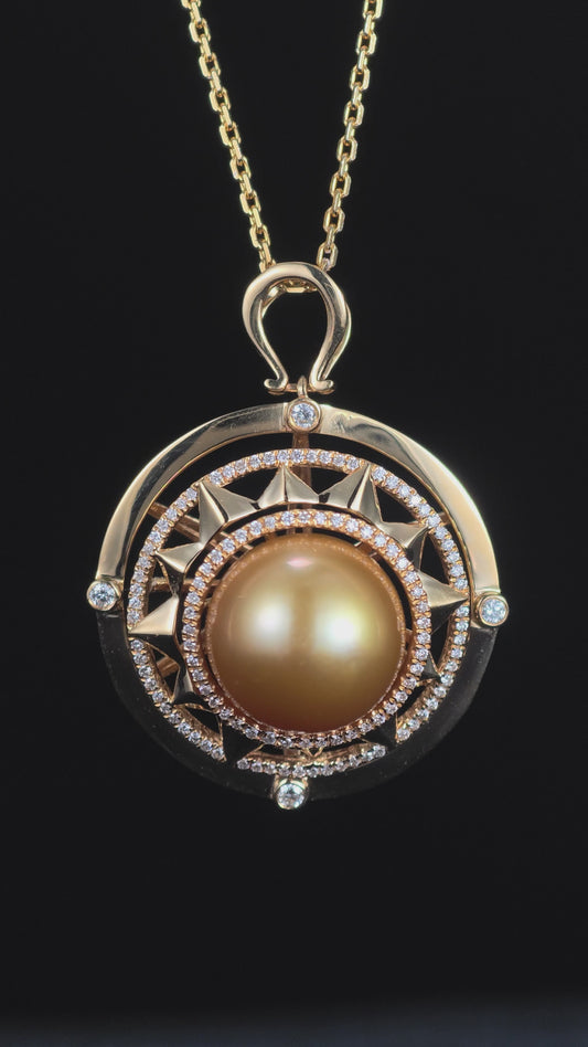12.4mm South Sea Golden Pearl Pendent| Pearl 18K Pendent, Custom Available