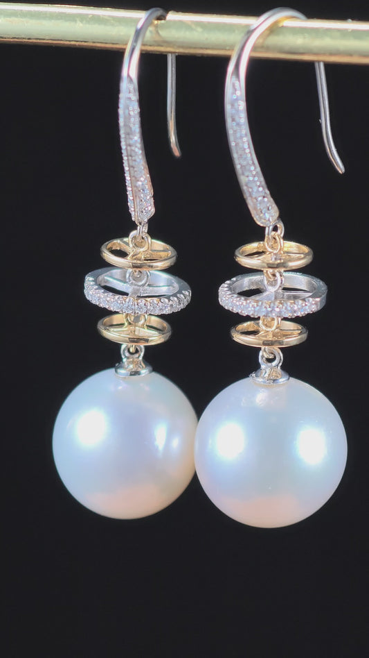11.5mm South Sea Pearl Earrings| Pearl 18K Earring, Custom Available
