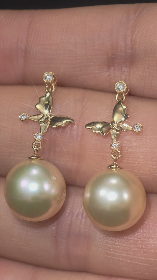11.3mm South Sea Pearl Earrings| Pearl 18K Earring, Custom Available