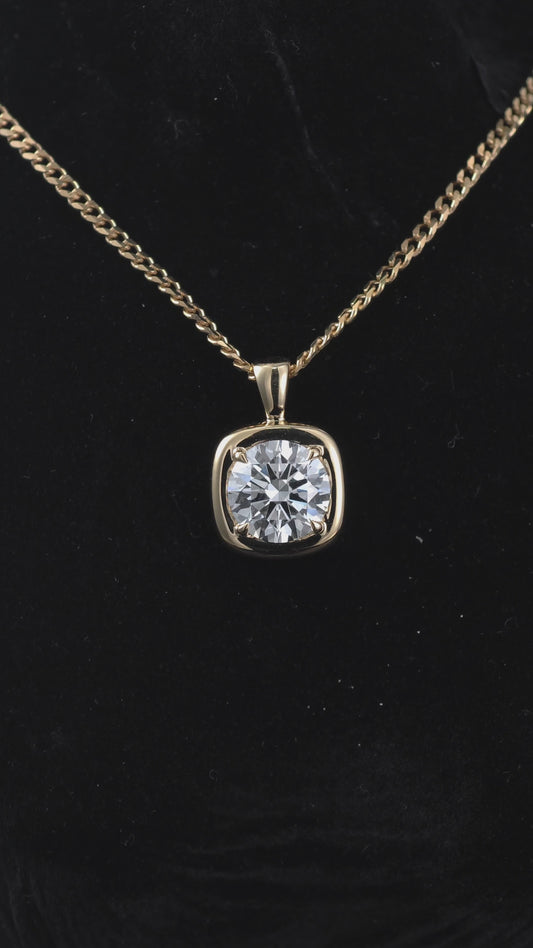 3ct Round Lab Diamond Necklace| 14K Gold Necklace, Custom Accept