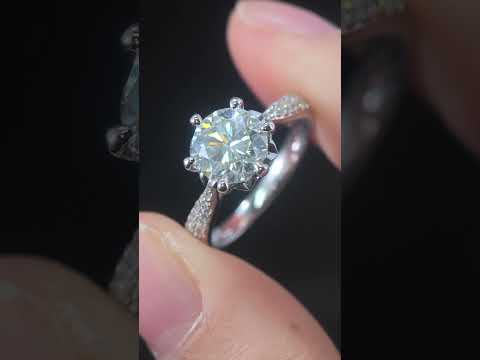 2ct Round Mossanite Women Ring | White Gold-Plated S925 Ring, Custom Available